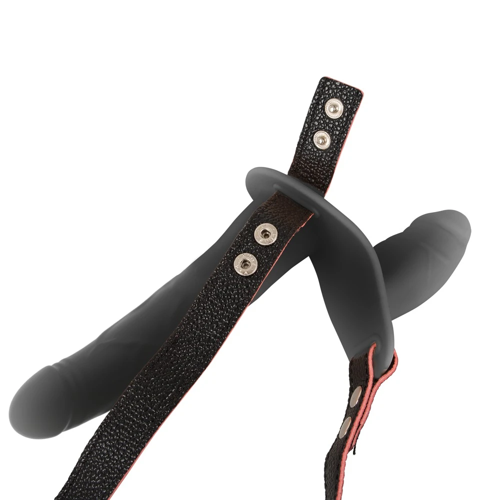 RC Vibrating Double Strap-On, Strap-on mit Doppelvibration Fernbedienung 10 Modi Lederlook Umschnallstring kraftvoll & leise für intensives Feeling