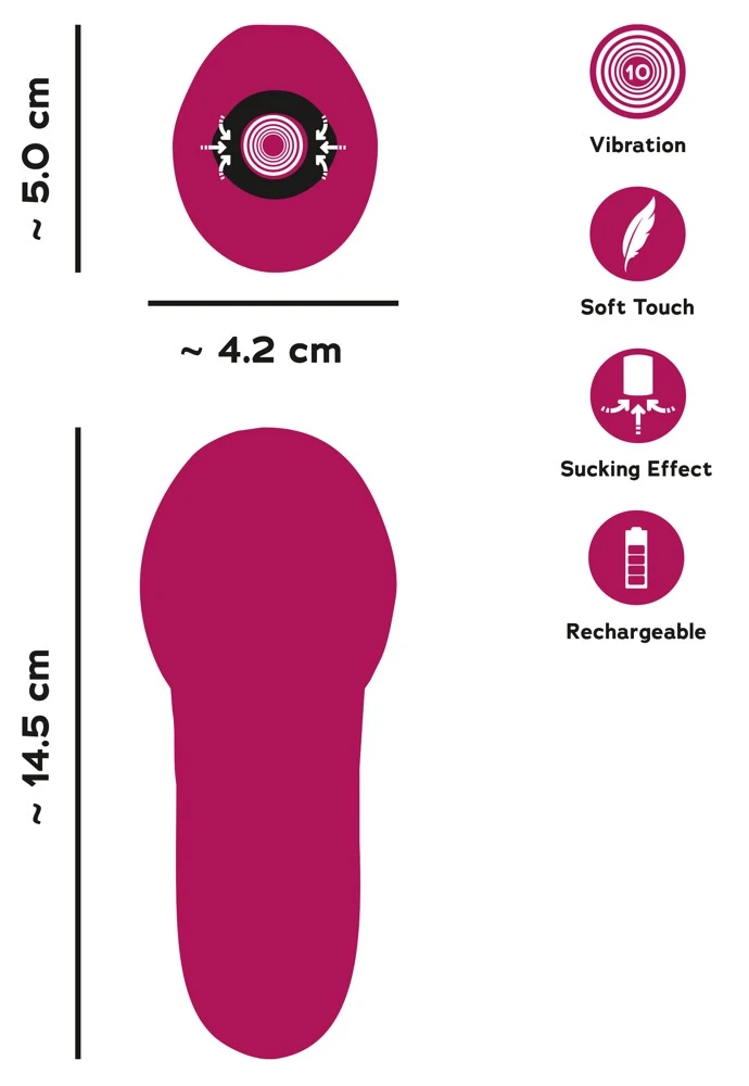 Oral Fun Sucking Mouth Vibrato, Auflegevibrator mit Saug-Mund und vibrierender Zunge, 3 Saugmodi und 10 Vibrationsprogrammen für intensive Klitoris-Stimulation und maximale Abwechslung