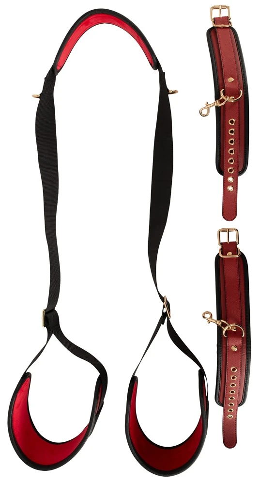 Bad Kitty Thigh Restraint Set, Sexy Kombifessel Deluxe mit Nacken- & Schenkelgurten, abnehmbaren Handfesseln, gepolstert & verstellbar für heiße Spiele