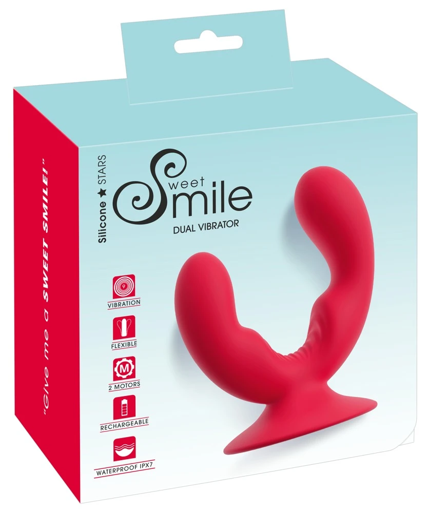 Smile Dual Vibrator, Doppelvibrator mit Saugfuß – flexibles Dual-Toy für sexy Freihand-Abenteuer, zwei Motoren, 9 Modi und anpassungsstarke Doppel-Stimulation