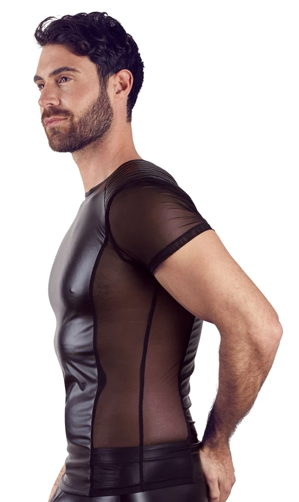 Herren Shirt von NEK im edlen Mattlook mit gesteppten Schultern und Powernet-Einsätze an den Seiten.