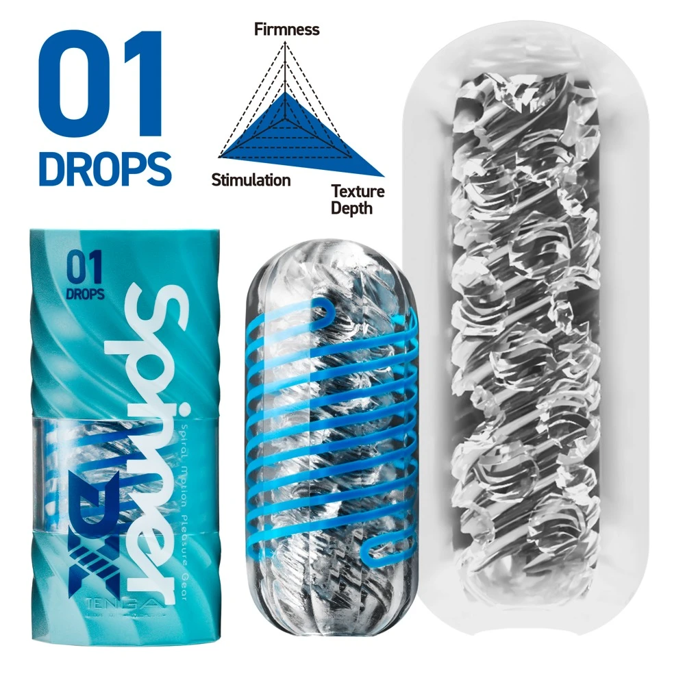 Tenga Spinner Deluxe 01 Drops, Dreh dich zum Höhepunkt – Wiederverwendbarer Masturbator mit Spiral-Effekt und intensiver Reizstruktur