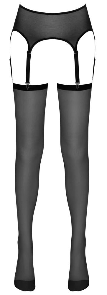 Schlicht eleganter Strapsgurt aus Powernet mit silberfarbenen Metallteilen und 3 Strapsen pro Seite.