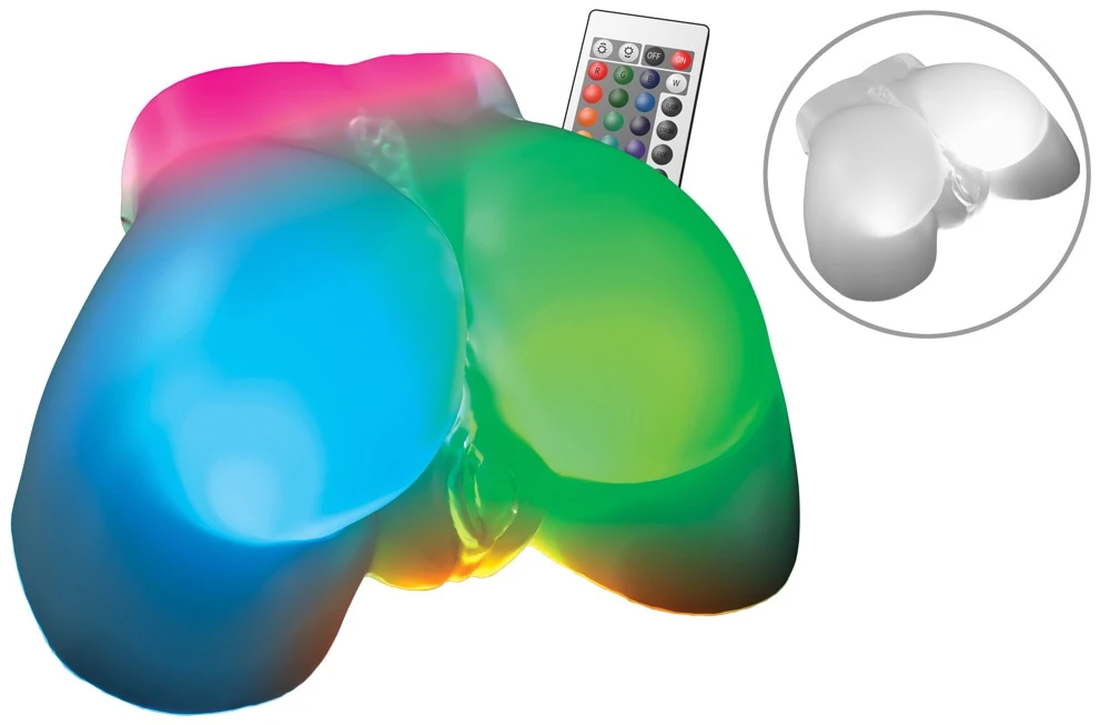PDXE Go-Go Booty Mega Masturba, PDX Elite After Dark Series Go-Go Booty LED Torso Masturbator Vagina Anus LED Fernbedienung Real Feel Transparent