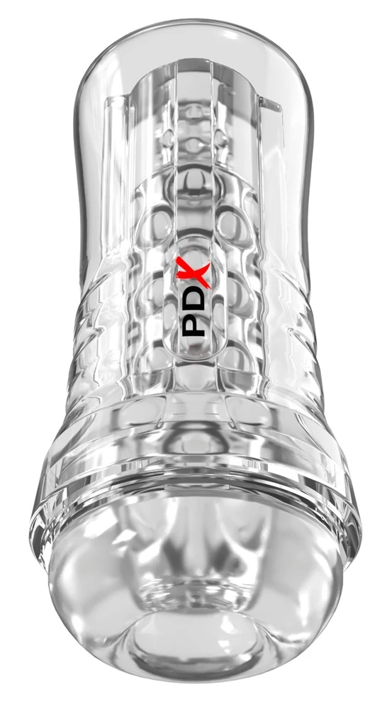 PDXE ViewTube EZ-Grip Stroker, Transparenter Masturbator ViewTube Plus See-Thru EZ-Grip Stroker Clear mit ultraweicher Innensleeve, Saugkontrolle und freiem Blick auf jede Bewegung für intensive Blowjob-Feelings