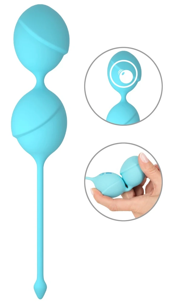 Cuties Love Balls Blue, Double Love Ball Liebeskugel-Duo für effektives Beckenboden-Training mit schwingenden Innenkugeln 91 g himmelblau Cuties