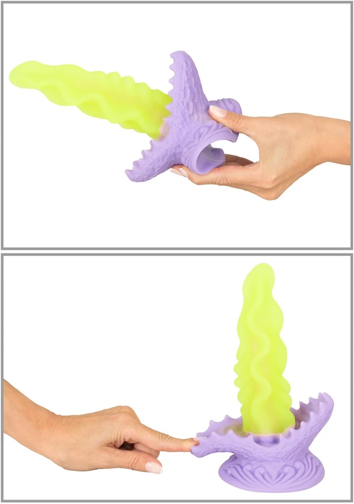 Beasty Cocks Passion Plant LED, Passionate Plant LED Dildo im Fantasy-Look mit starkem Saugfuß, leuchtender Innenbeleuchtung in 10 Modi, strukturierter Oberfläche und sanft zulaufender Spitze