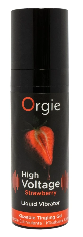 High Voltage Strawberry 15 ml, High Voltage Strawberry Liquid Vibrator von Orgie – küssbares Stimulationsgel mit Erdbeer-Aroma und intensiv vibrierendem Effekt für maximale prickelnde Leidenschaft