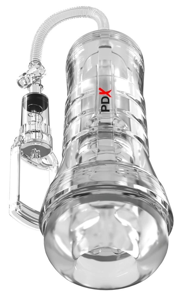 PDXE ViewTube Vac XXL Clear, PDX Elite ViewTube Vac XXL transparenter Masturbator mit Saugkraft-Pumpe, Vakuumkontrolle und hautähnlicher Transparent-Sleeve
