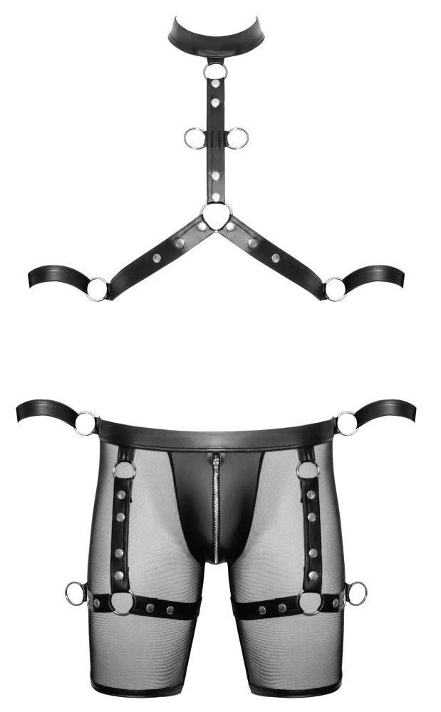 Herren Harness und Pants, Bondage-Set von Svenjoyment: Harness-Pants, Brust-Harness & Fesseln für sinnliche Erlebnisse