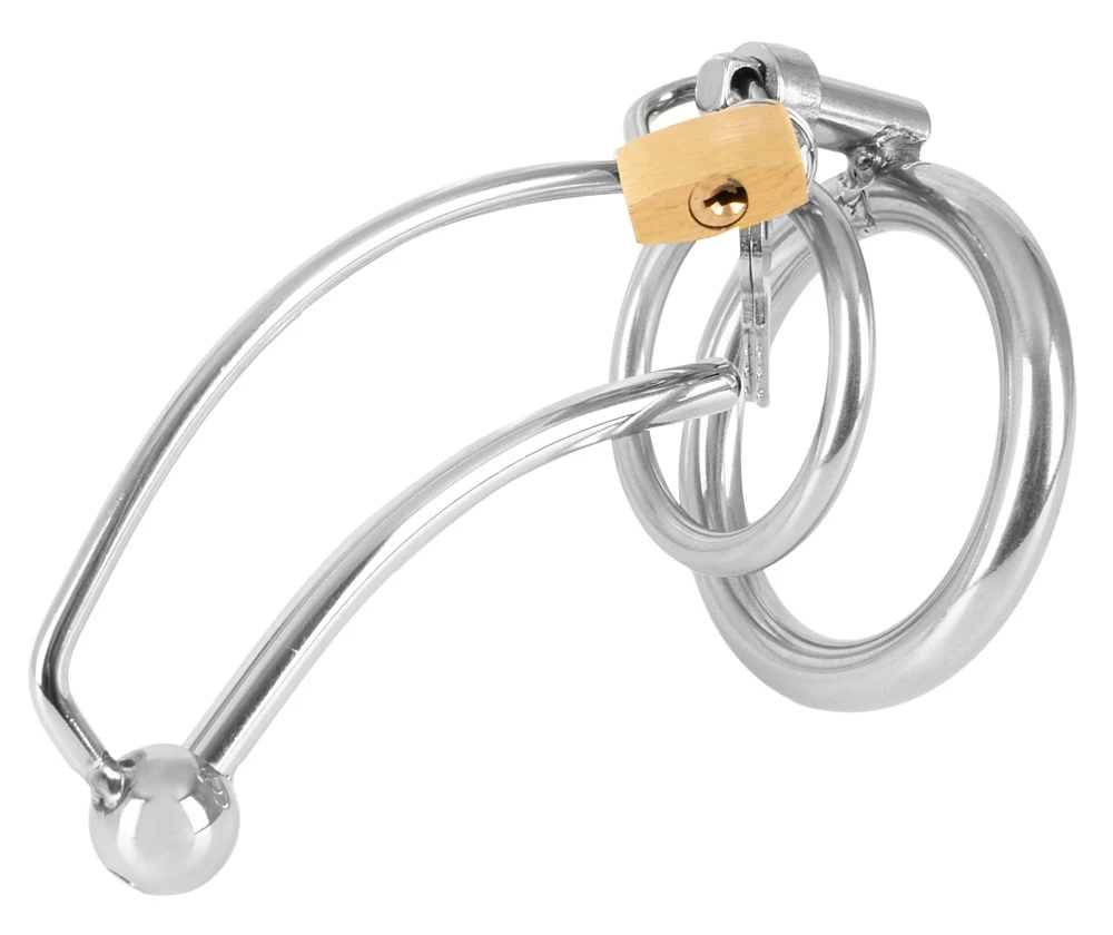 fetish collection Cock Cage Di, Peniskäfig mit hohlem Dilator von fetish collection – Edelstahl-Keuschheitskäfig mit Hodenring, Schloss und 3 Schlüsseln für Kenner