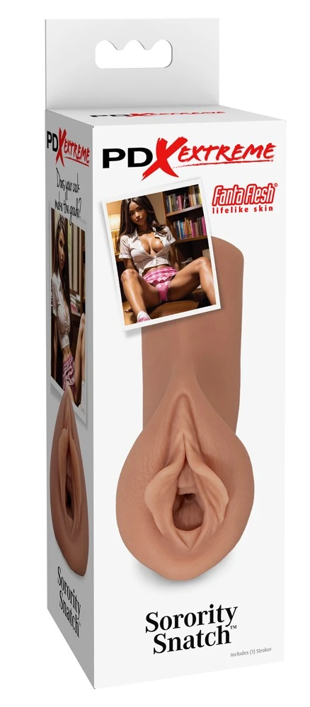 PDXE Sorority Snatch Brown, Erlebe intensiven Genuss mit dem griffigen Handjob-Masturbator Sorority Snatch - detailgetreu und hautähnlich!
