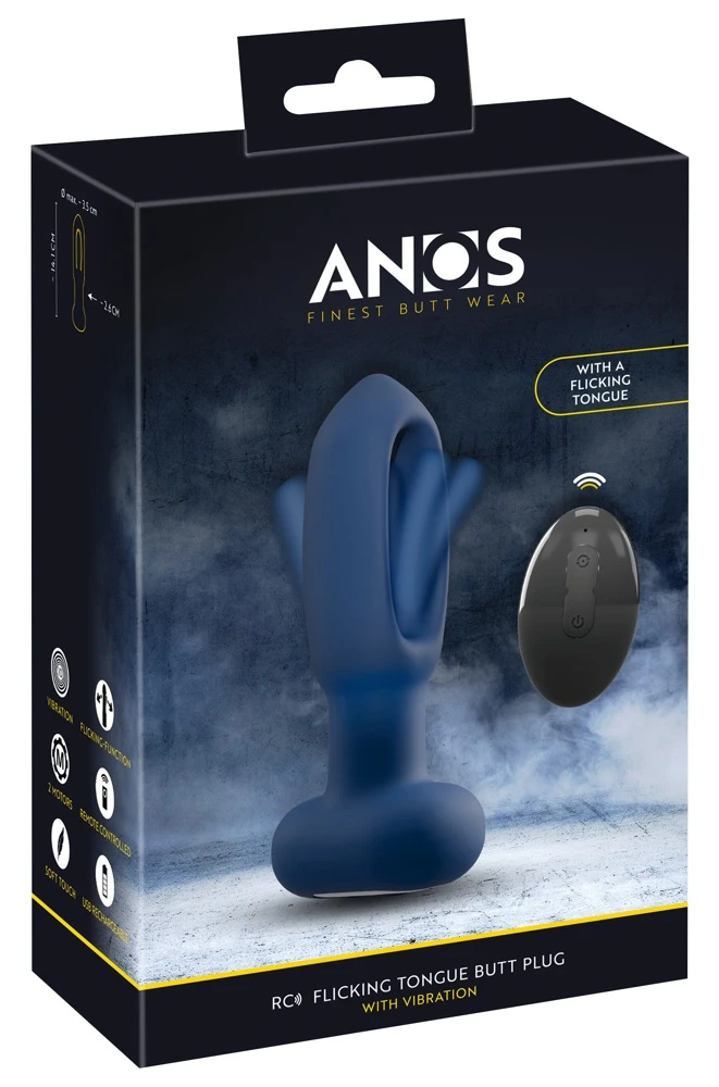 ANOS Flickering Tongue Butt Pl, ANOS RC Flicking Tongue Butt Plug: Vibrator mit innovativer Softzunge und 10 Pulsationsmodi für aufregenden analen Genuss!