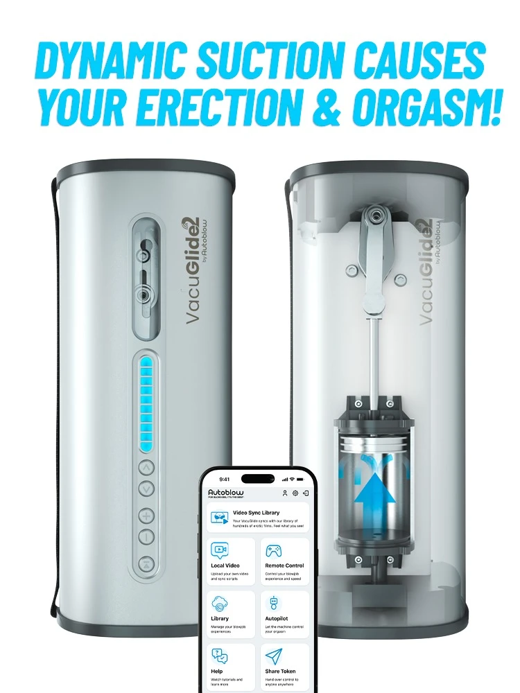 VacuGlide 2 vollautomatischer Hand- und Blowjob-Masturbator mit App-Steuerung, synchronisierten Videos, starker Saugkraft und variabler Intensität für realistische Penismassage auf Knopfdruck