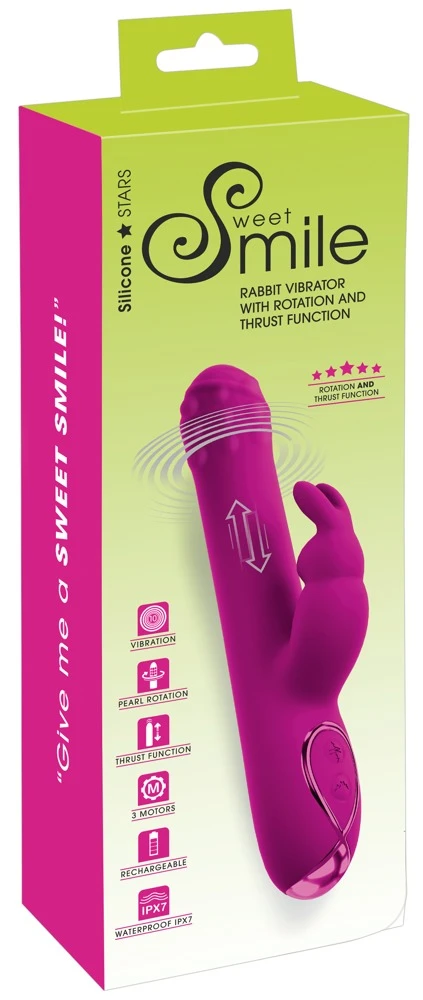 Smile Rabbit Vibrator Rotating, Rabbitvibrator mit Rotation & Stoßfunktion Triple-Stimulation für Vagina & Klitoris 9 Modi sexy Reizwäsche Sweet Smile