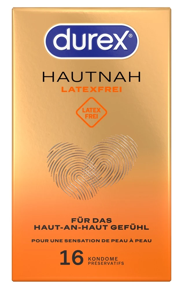 Durex Hautnah Latexfrei 16er, Hautnah verbunden, latexfreie transparente Kondome von Durex aus Polyisopren für ein natürlich intensives Liebesgefühl