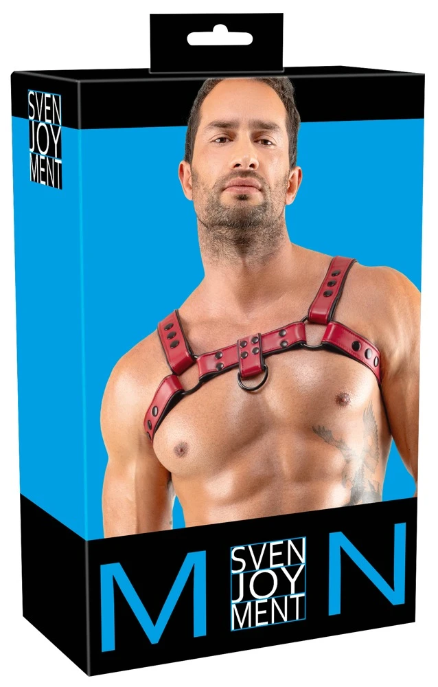 Herren Brustharness, Brustharness Lederimitat verstellbar mit Schnallen stabiler Fesselring vorne hinten markanter Look perfekte Passform
