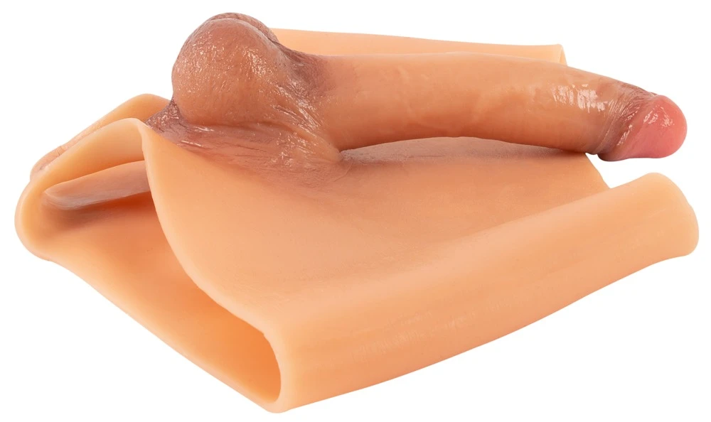 Vibrating Penis Pants Liquid, Silikon-Pants mit Vibro-Penis und Hoden in ultra realistischer Optik mit herausnehmbarem Vibrator und 10 kraftvollen Modi