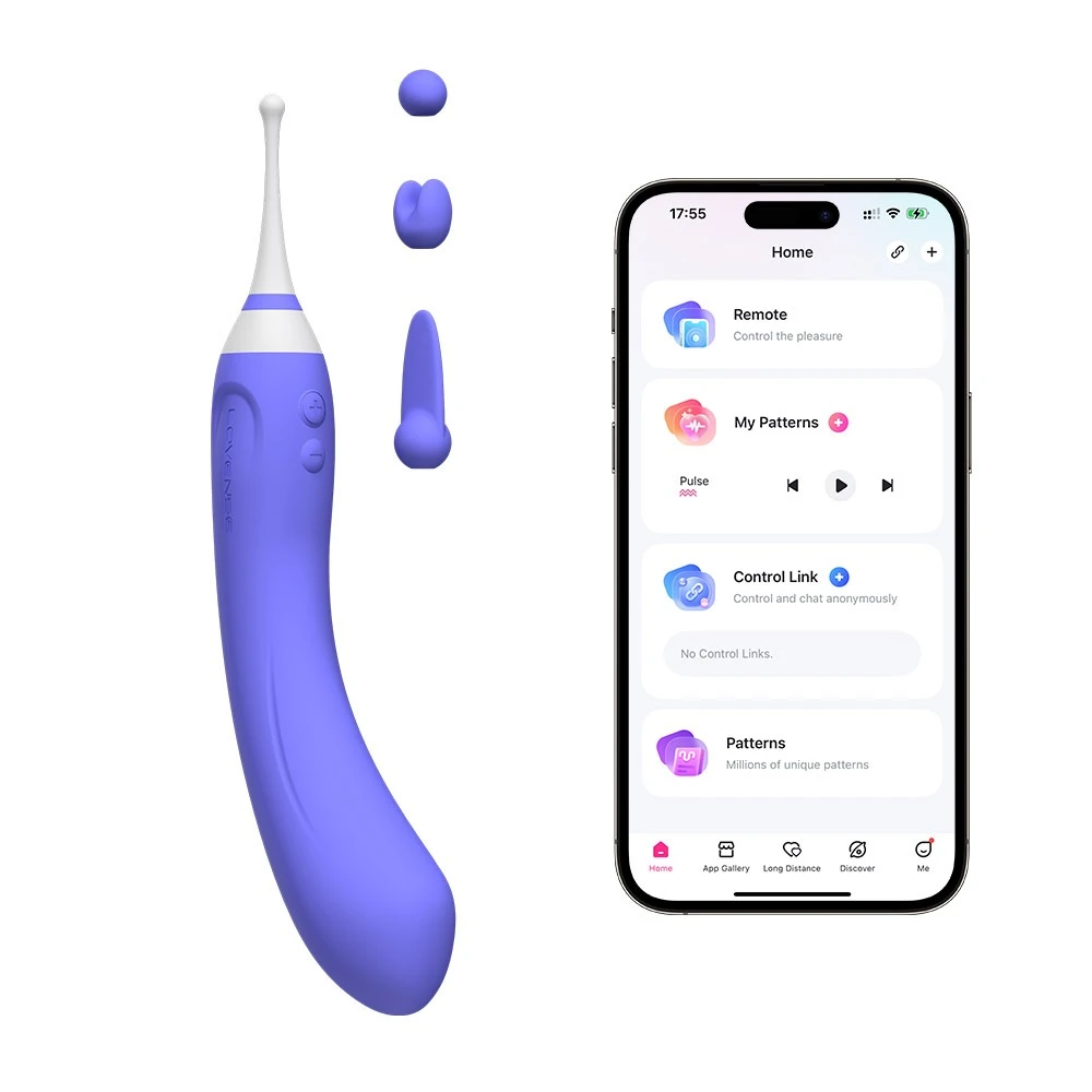 Hyphy, Lovense Hyphy Vibrator mit 2 Motoren & 3 Aufsätzen für prickelndes Spiel solo oder zu zweit per App steuerbar