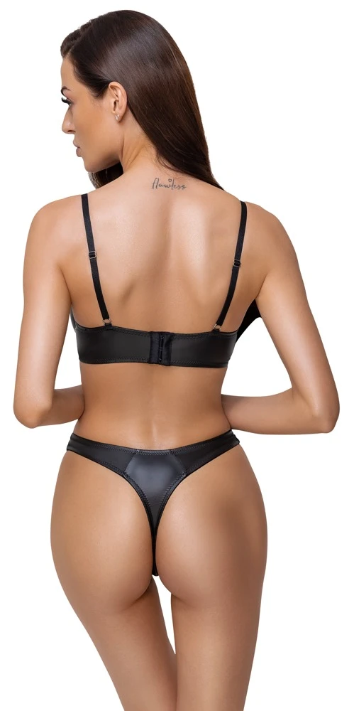 Cottelli LINGERIE BH und Riostring Set Dessous Set edler Mattlook Bondage Style Cottelli LINGERIE BH und Riostring Set Dessous Set edler Mattlook Bondage Style