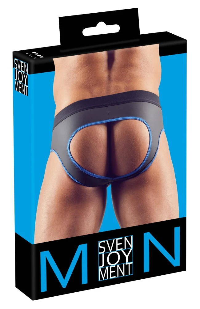 Matt glänzender und pofreier Jock in Neopren-Gummi-Optik.  Mit Front-Zip, der zum Zugreifen einlädt.