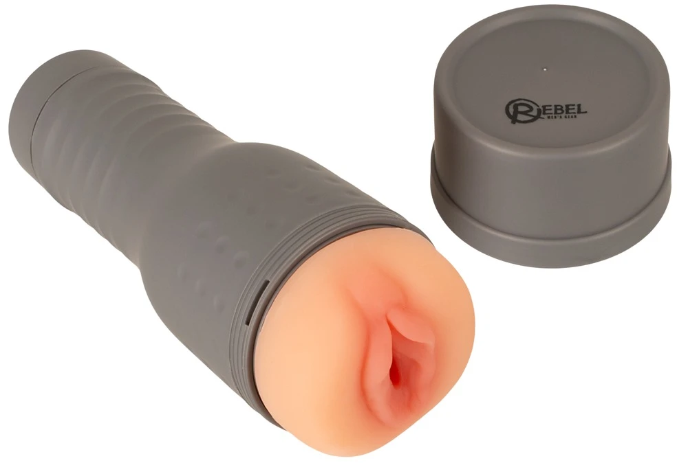 V-Stroker Lucia, Rebel The V-Stroker Monique Masturbator im Diskretgehäuse mit Softmaterial und intensiv strukturiertem Innenkanal