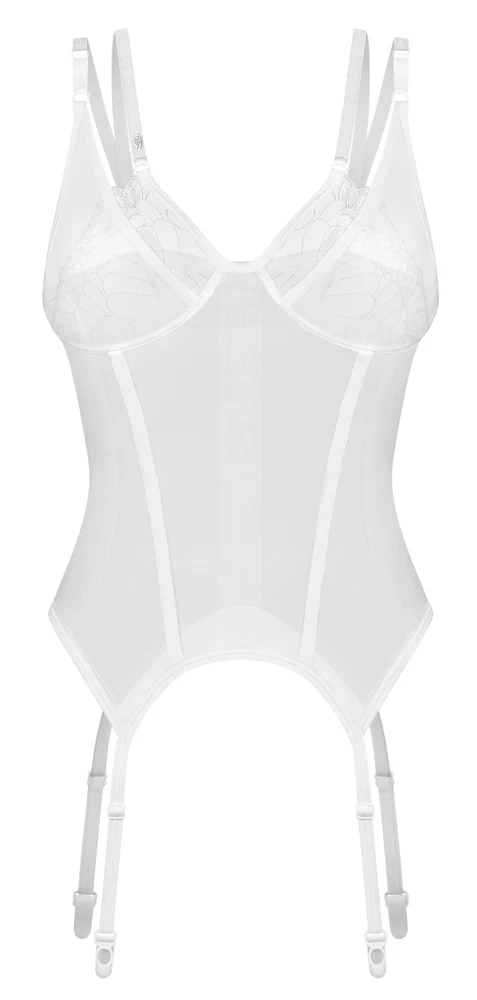Weiß transparentes Strapshemd Arrowel von Obsessive mit soften Bügel-Cups, zarter Spitze und verstellbaren Doppelträgern