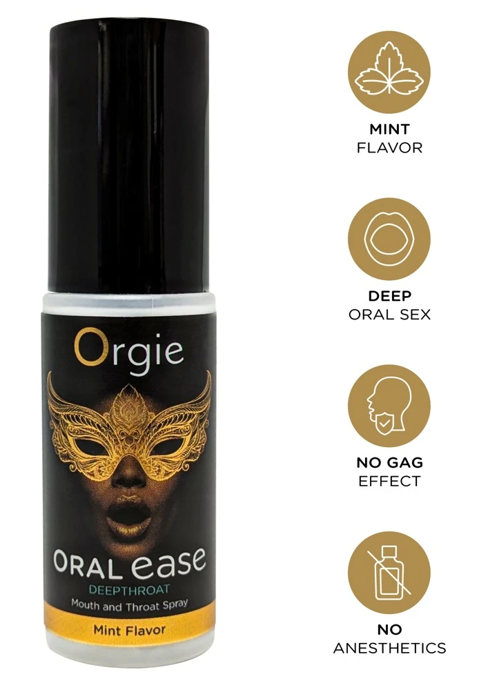 Oral Ease Deepthroat 15 ml, Orgie Oral Ease Deepthroat Spray mit Minzgeschmack für entspannten Oralsex und angenehm frisches Gefühl im Mund