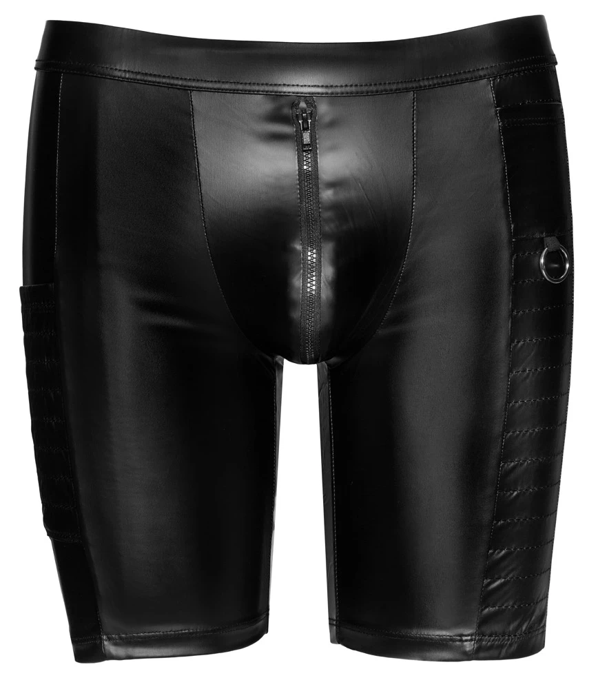 NEK Pants im schwarzen Mattlook mit Reißverschluss im Schritt und seitlicher Steppung.