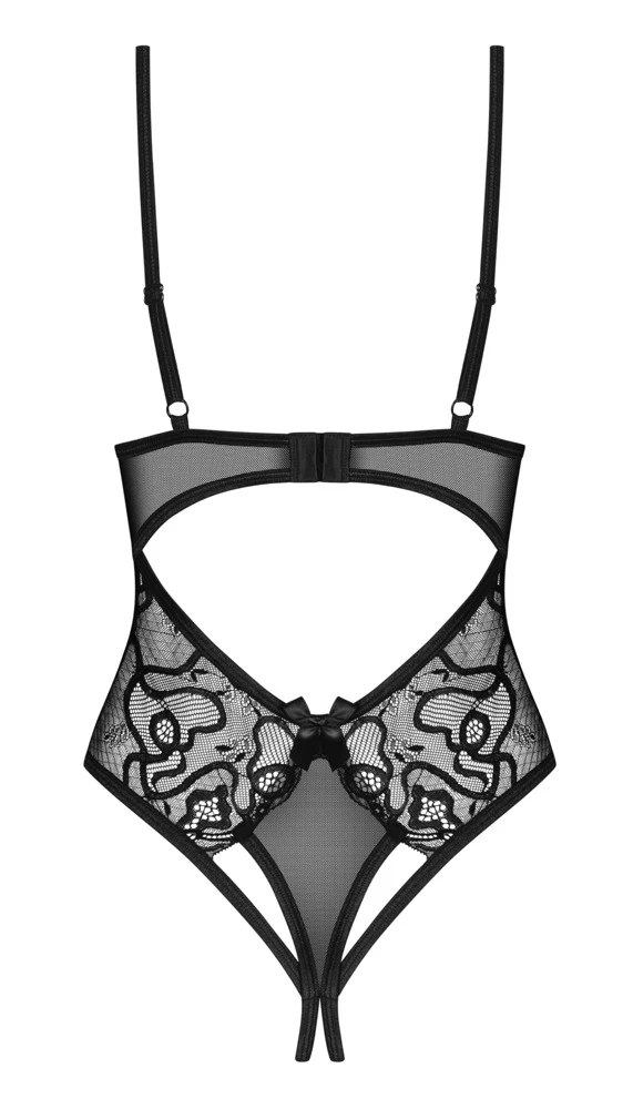 Obsessive Ouvert-Body Blomentis, schwarz transparent, Offen im Schritt, feine Spitze am Dekolleté und Beinausschnitten Obsessive Ouvert-Body Blomentis, schwarz transparent, Offen im Schritt, feine Spitze am Dekolleté und Beinausschnitten