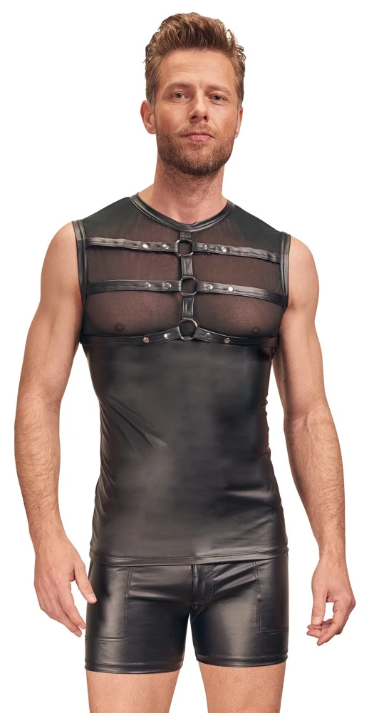 Top von NEK im trendigen Mattlook mit oberer Partie aus elastischem weichem Powernet mit aufgestepptem Harness vorne. Top von NEK im trendigen Mattlook mit oberer Partie aus elastischem weichem Powernet mit aufgestepptem Harness vorne.