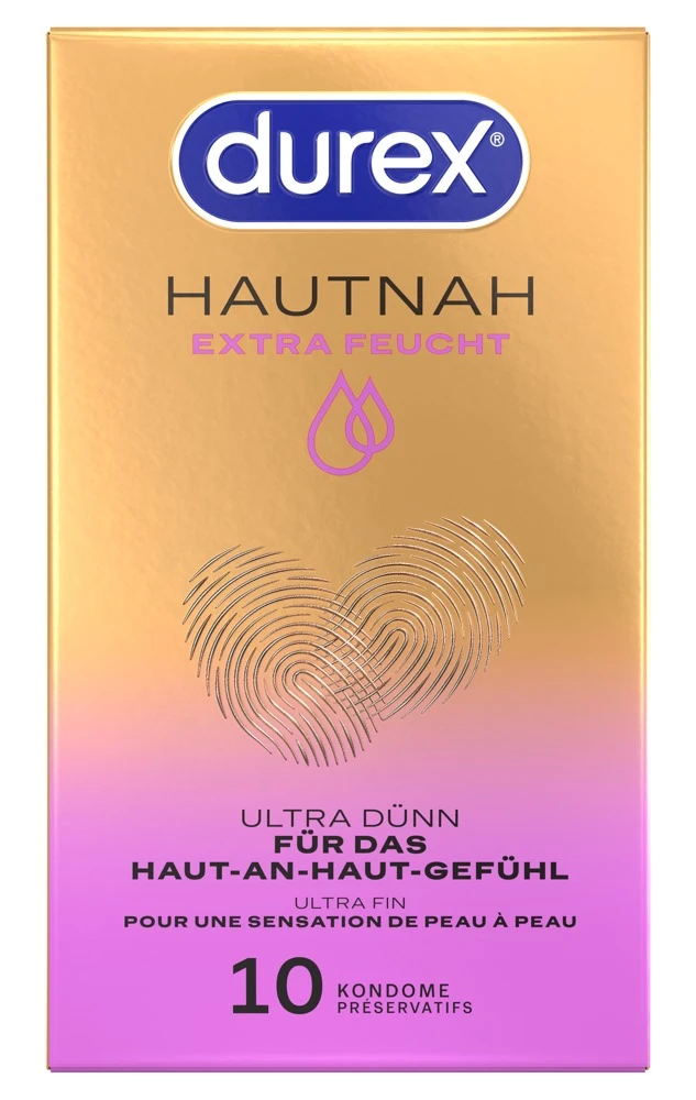 Durex Hautnah Extra Feucht 10er, Genieße hautnahe, intensive Empfindungen mit extra feuchten, ultra dünnen Kondomen in geschmeidiger Easy-on-Passform von Durex