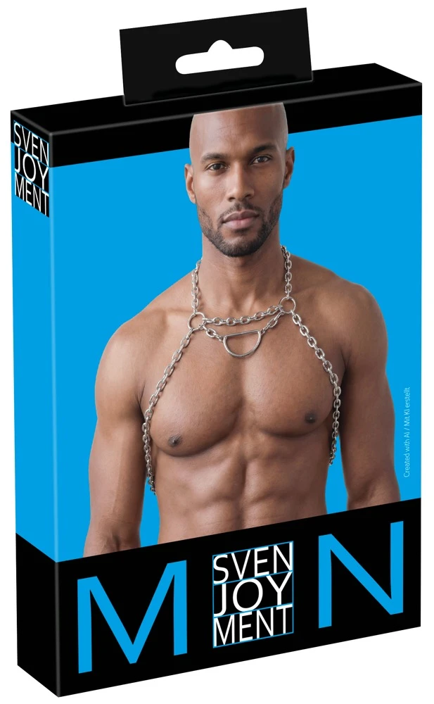 Svenjoyment Ketten-Brustharness aus Metall – Aufreizender Körperschmuck mit abnehmbarem D-Ring, verstellbar für markante Club-Looks