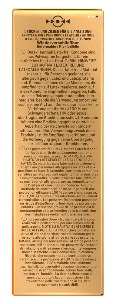 Durex Hautnah Latexfrei 16er, Hautnah verbunden, latexfreie transparente Kondome von Durex aus Polyisopren für ein natürlich intensives Liebesgefühl