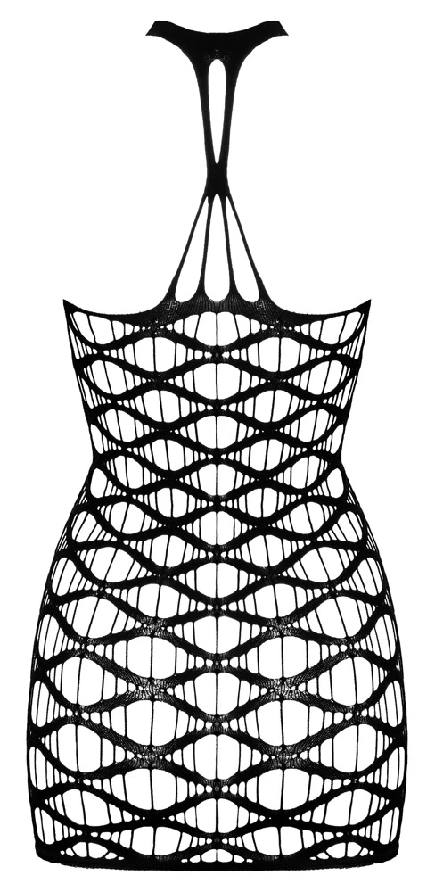 Cottelli Collection Goßmaschiges Neckholder Fantasy Minikleid in extravaganter Netz- und Bänderoptik