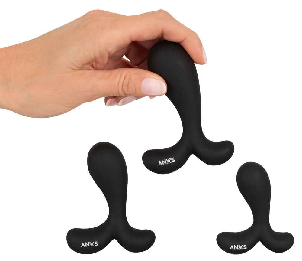 ANOS Butt Plug Training Set 3er-Analplug-Set Silikon Butt Plug Training Set mit leicht gebogenen Spitzen für Prostata Stimulation und Dehntraining in verschiedenen Größen und Gewichten