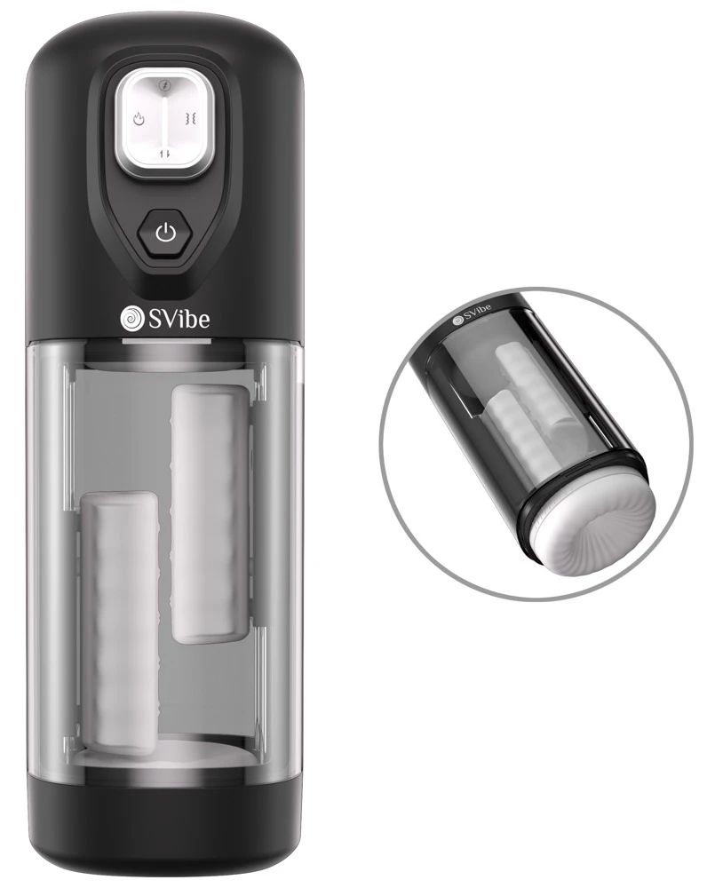 SVibe Ikon VOLT Masturbator, IKON VOLT Masturbator mit automatischem Handjob, 9 Vibrations- und 6 Reibemodi, Wärmefunktion und diskretem Design