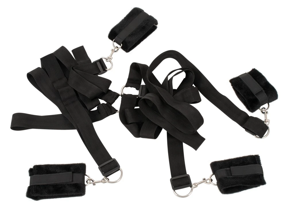 Mit dem 5-teiligen Fessel-Set Bed Shackles von Bad Kitty lässt sich jedes Bett in einen profimäßigen Bondage-Playground verwandeln.