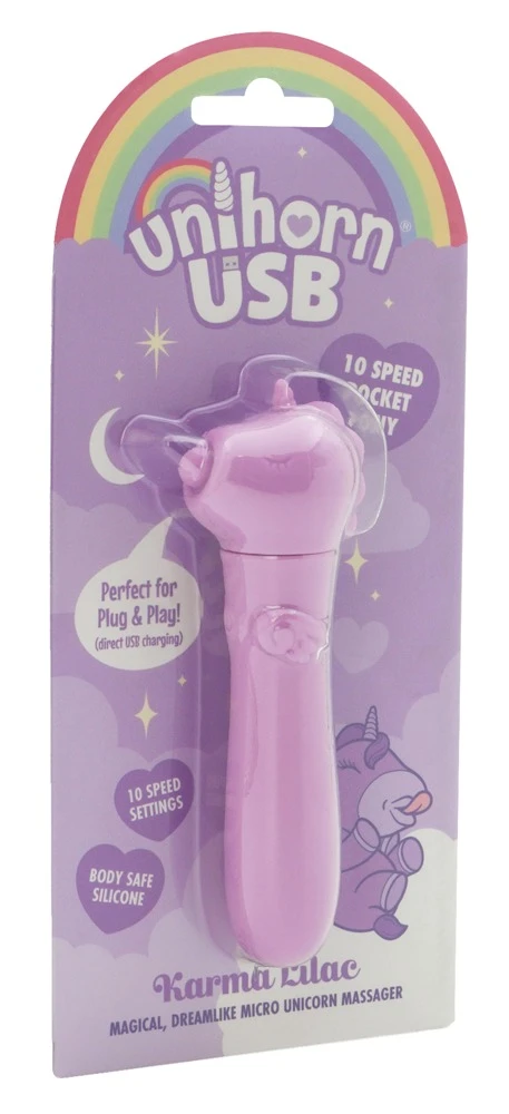 Unihorn USB Karma Lilac,  Unihorn Minivibrator USB Karma Lilac – süßes Einhorn-Toy mit 10 intensiven Vibrationsmodi, kraftvoller USB-Power, handlich, soft und ideal für heiße Solo- oder Paarmomente
