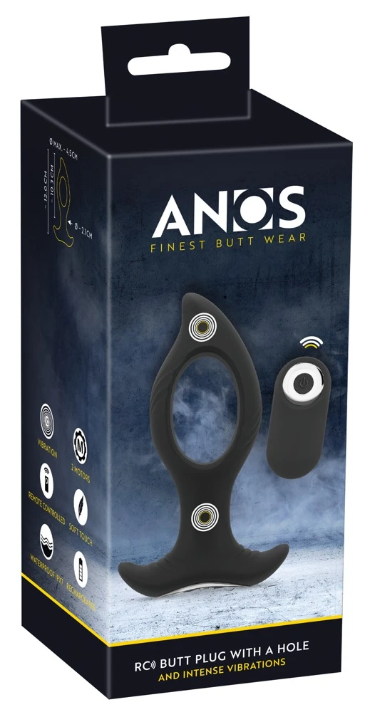 ANOS RC Butt plug with hole, RC Butt Plug mit Fernbedienung: Intensiver Analspaß mit 10 Vibrationsmodi und einzigartigem Design!