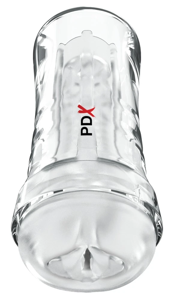 PDXE Super Luscious Stroker Cl, PDX Extreme Wet Pussies Super Luscious Lips Masturbator transparent wasseraktiviert mit Stimulationsstruktur und Saugkontrolle