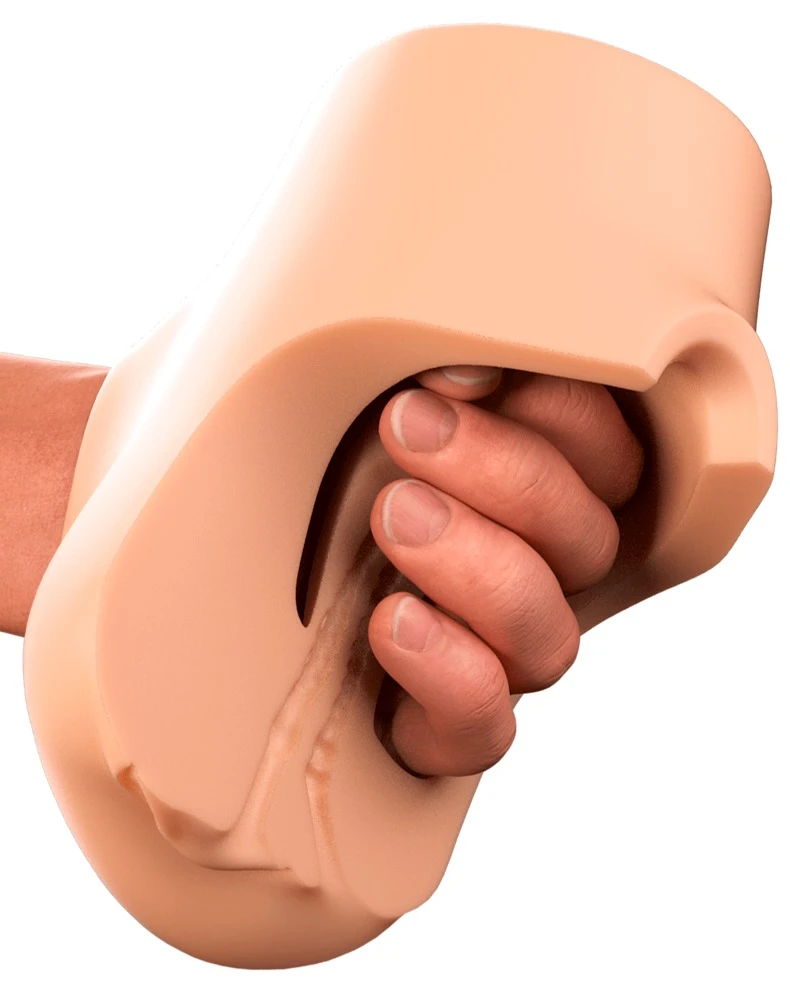 PDXP Double Pounder Vibrating, PDX Plus Pussy Pounder Vibrating Squeeze Stroker Masturbator mit Vagina & Anus-Optik, 2 Lustkanäle, Vibrobullet & realistischem Grip