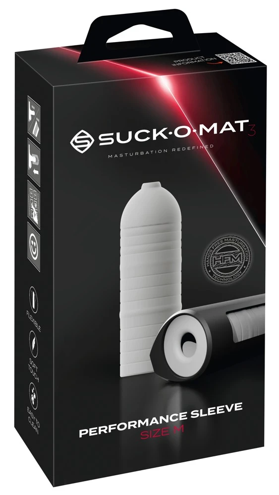 Suck-O-Mat 3 Perf. Sleeve M, (Ersatz-) Sleeve für Suck-O-Mat 3 aus seidig-softem Silikon in Größe M mit Performance Ringen für optimalen Halt und intensive Stimulation