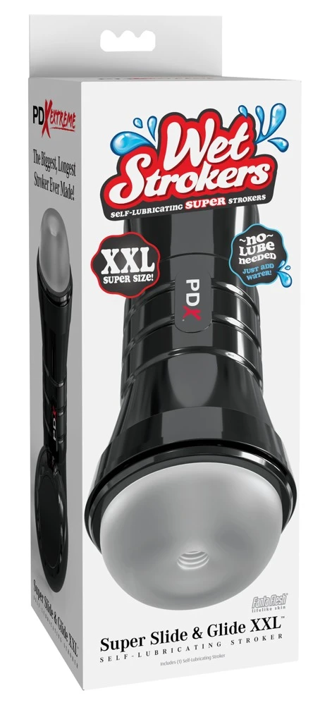 PDXE WetStroker Slide XXL Fros,XXL Masturbator mit Stimulationsstruktur in transparenter Optik Feuchtes Vergnügen ohne Gleitmittel