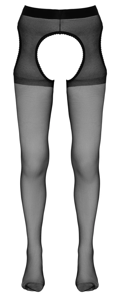 Cottelli Seidige Straps-Strumpfhose – sexy, erotisch, raffinierte Reizwäsche mit offenen Details und Komfort
