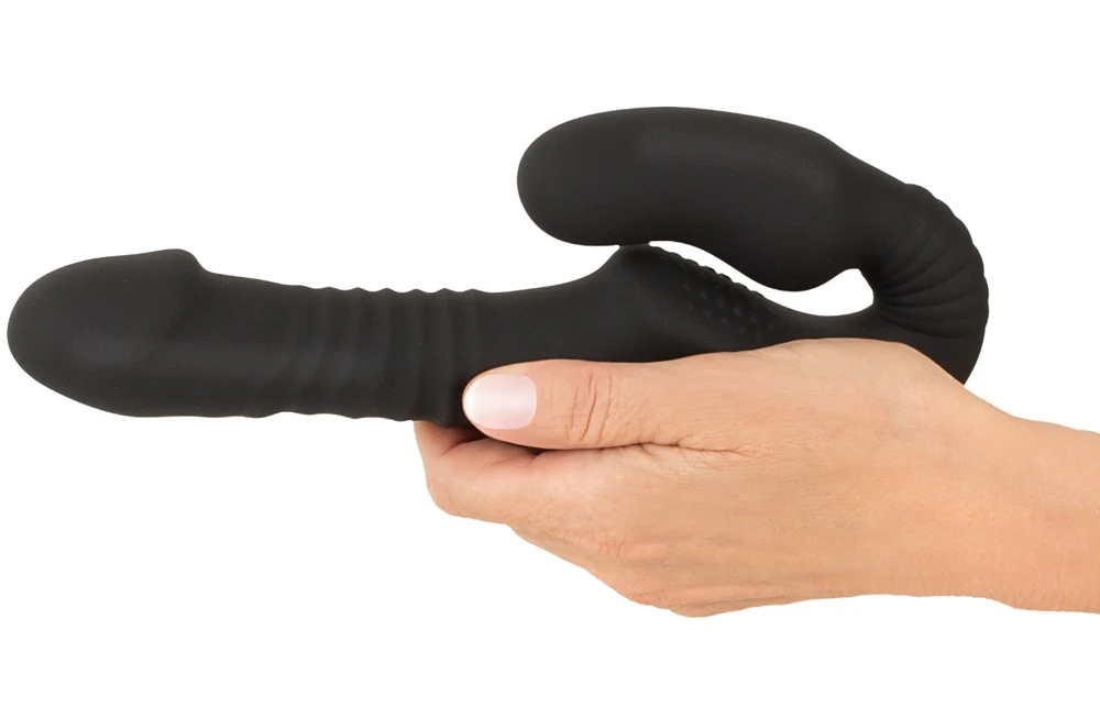 Thrusting RC Strapless Strap-O, You2Toys Strapless Strap-on Doppelvibrator mit automatischer Stoßfunktion, Fernbedienung und intensiver Stimulation für beide ohne Gurt