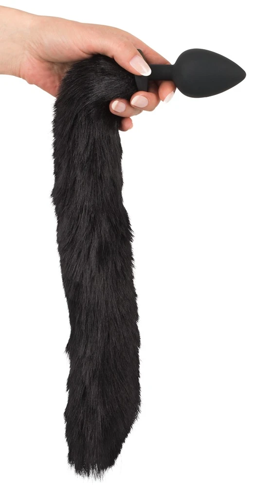 Bad Kitty Analplug in schwarz mit Katzenschwanz und Haarreif.