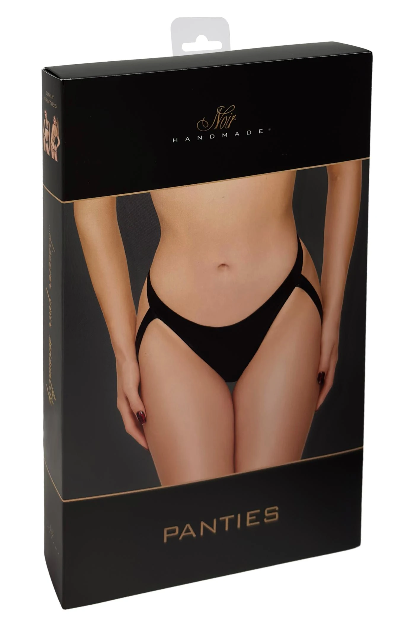Strappy Panties aus Powerwetlook mit Jockstrap-Optik, Kinky erotisch inszenierte schwarze Dessous mit elastischen Trägern und modernem Low-Waist-Schnitt F393 Noir Handmade