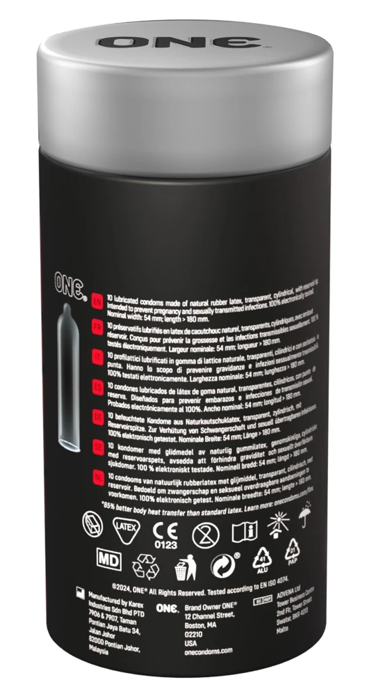 ONE Flex 10er, ONE Flex Graphen Kondome ultradünn – Ultraweiches Sensatex-Latex mit Premium-Gleitmittel, 85% mehr Körperwärme für intensives Hautgefühl