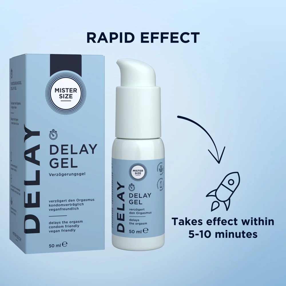 Mister Size Delay Gel 50 ml, Mister Size Delay Gel für Männer mit Nelkenöl und kühlendem Effekt zur natürlichen Verzögerung und intensiverem Liebesspiel